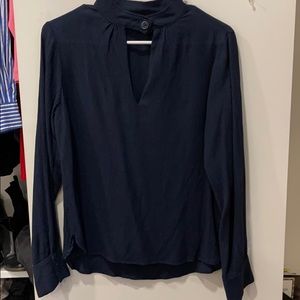 Navy v neck blouse